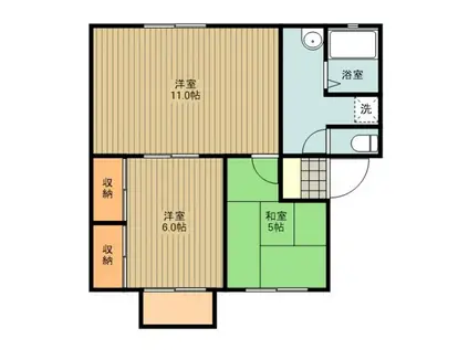 クラントロイメ(2LDK/2階)の間取り写真