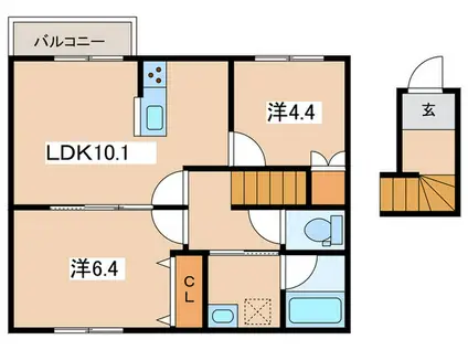 小田急小田原線 小田急相模原駅 徒歩13分 2階建 築1年(2LDK/2階)の間取り写真