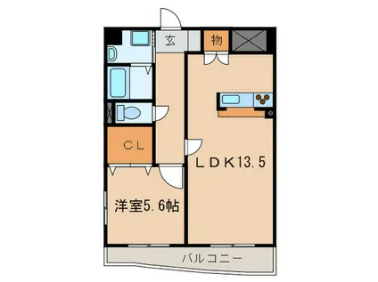 TRINITY(1LDK/1階)の間取り写真