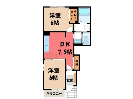 グレイスヴィラ(2DK/1階)の間取り写真