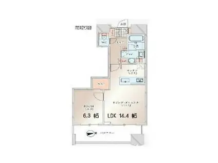 富久クロスコンフォートタワー(1LDK/28階)の間取り写真