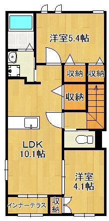 ルミナーレ上上津役(2LDK/2階)の間取り写真