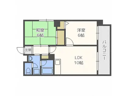 OMレジデンス札幌篠路(2LDK/8階)の間取り写真