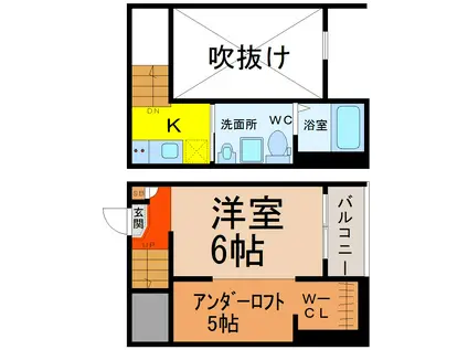 ミリオンベル(1K/2階)の間取り写真