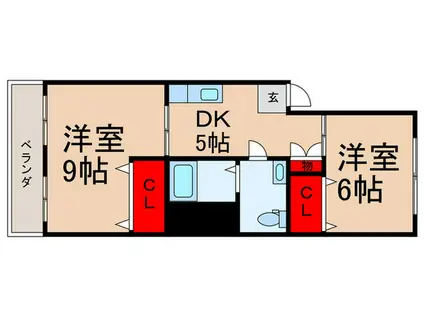 千早町ローヤルコーポ(2DK/2階)の間取り写真