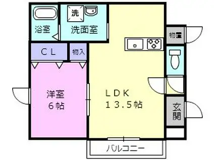 アーバン啓北(1LDK/3階)の間取り写真