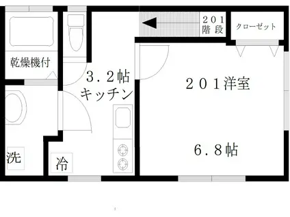 サンパーク砧(1K/2階)の間取り写真
