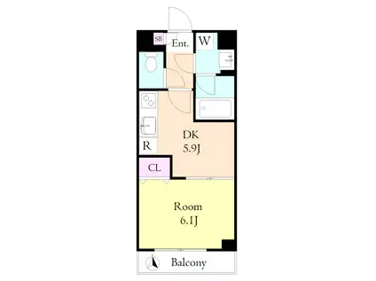 ブラウンハイムII(1DK/2階)の間取り写真