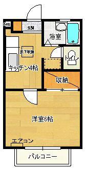 フォレストヒルズE(1K/1階)の間取り写真
