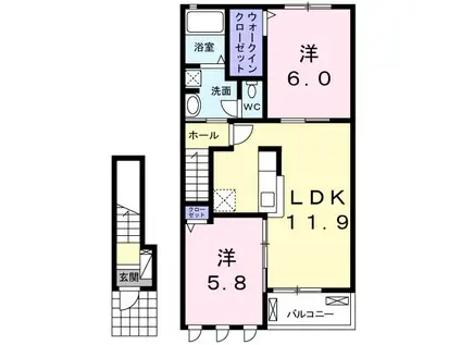 オリーブ(2LDK/2階)の間取り写真
