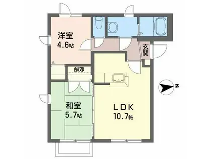 キャップ類家(2LDK/2階)の間取り写真