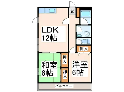ウィダーホール21(2LDK/2階)の間取り写真