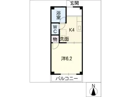 サンハイム重森(1K/2階)の間取り写真