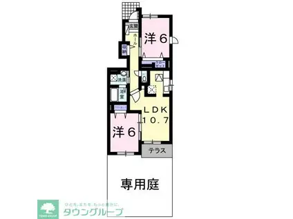 エテルノ ピアッツァ A(2LDK/1階)の間取り写真