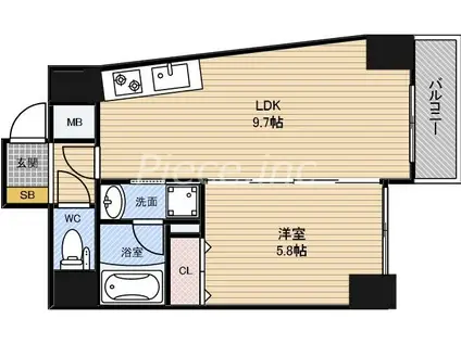 ディーレスト ナカノシマ(1LDK/8階)の間取り写真