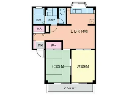 相武台コート(2LDK/3階)の間取り写真