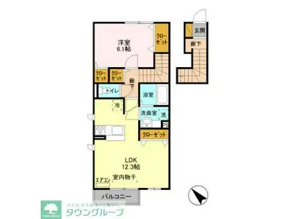 エテルナII(1LDK/2階)の間取り写真