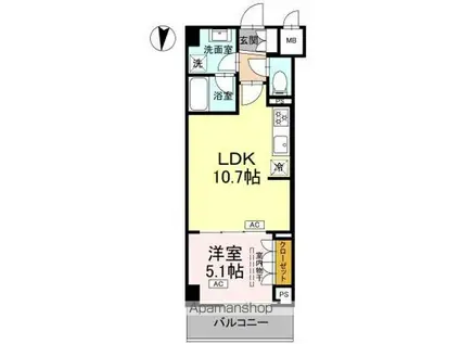 ロイジェント潮見(1LDK/3階)の間取り写真