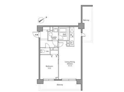レジディア赤坂(1LDK/2階)の間取り写真