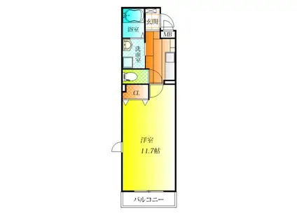 フェリーチェII(1K/1階)の間取り写真