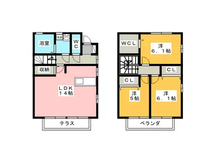 フロラシオンE(3LDK/1階)の間取り写真