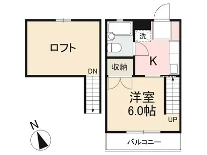 上原ハイツ(1K/3階)の間取り写真