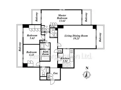 駒沢ガーデンハウス(3LDK/2階)の間取り写真