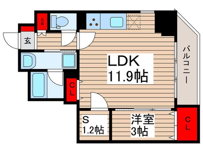 アイルプレミアム押上ノルド(1SLDK/2階)の間取り写真