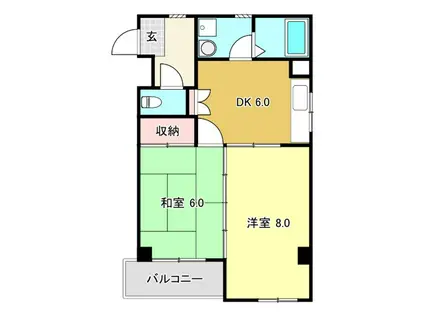 パパ・ド・ポーラスター(2DK/1階)の間取り写真