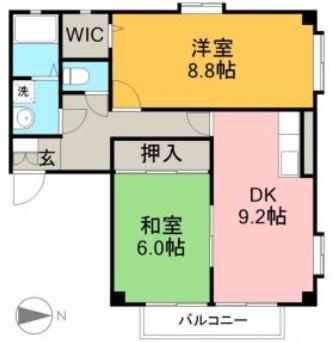 フォブールあすた(2DK/2階)の間取り写真