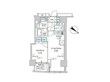 セレサ日本橋堀留町(1LDK/6階)の間取り写真