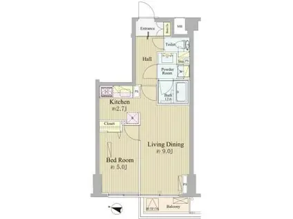 神楽坂南町ハウス(1LDK/2階)の間取り写真