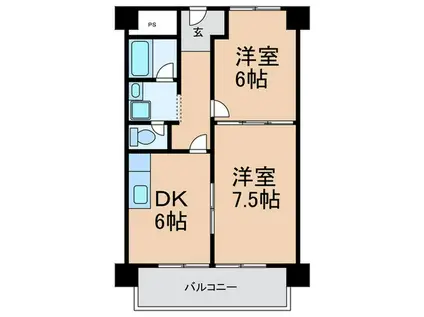 メゾン赤松(2DK/6階)の間取り写真