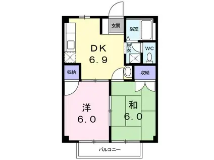 サニープレイス(2DK/2階)の間取り写真