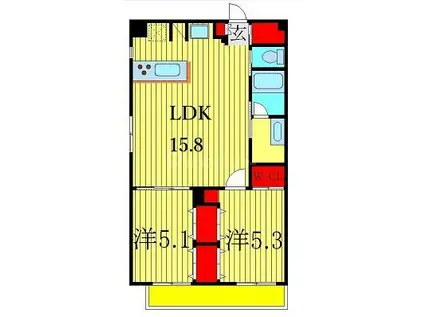 ART RESIDENCE IN OOTAKA-NO-MORI(2LDK/2階)の間取り写真