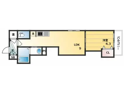 GRANDIR近江堂(1LDK/3階)の間取り写真