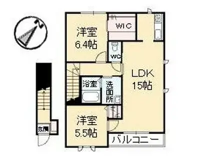 サングランデA棟(2LDK/2階)の間取り写真