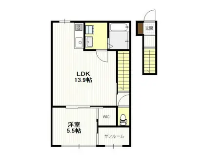 油見2丁目アパート(1LDK/2階)の間取り写真