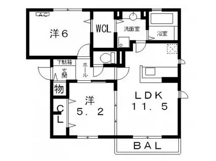 ファーストヴィラ(2LDK/1階)の間取り写真