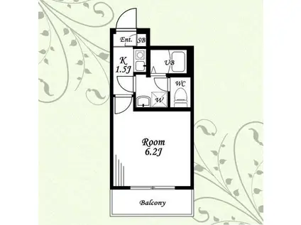 フルセイル唐木田(1K/4階)の間取り写真