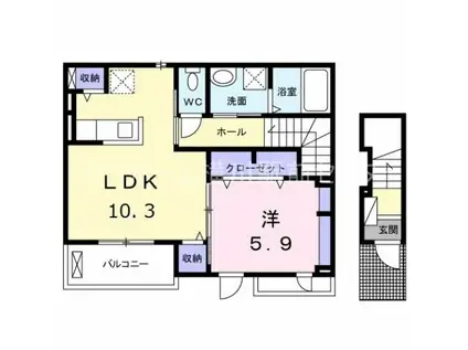 オータムI(1LDK/2階)の間取り写真
