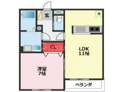 エクセルメゾン南流山(1LDK/2階)の間取り写真