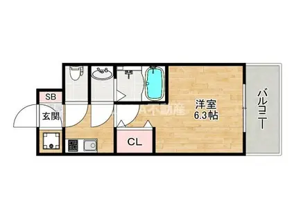 エスリードレジデンス大阪天王寺(1K/14階)の間取り写真