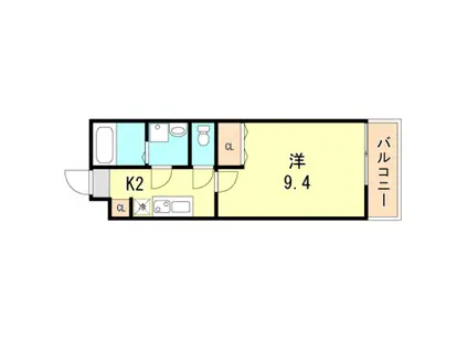 プロムナード須磨離宮(1K/3階)の間取り写真