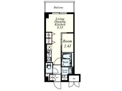 LIBRA井尻(1LDK/6階)の間取り写真