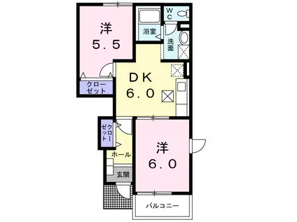 SUN VERDY B(2DK/1階)の間取り写真