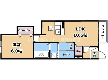 スイートハウス藤 IV(1LDK/1階)の間取り写真