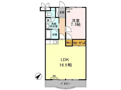 ソレアード(1LDK/3階)の間取り写真