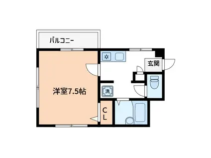 アネックスパークサイドⅡ(1K/2階)の間取り写真