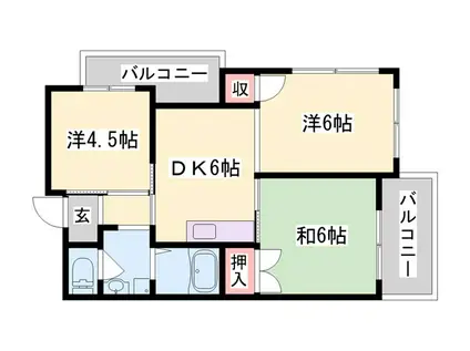 十三番館(3DK/3階)の間取り写真